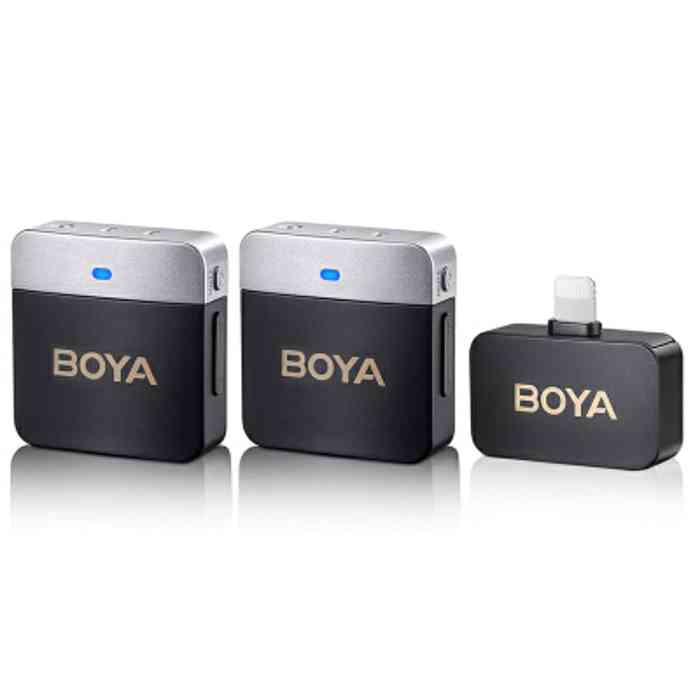 BOYA BY-M1V6 2-Person Wireless Microphone System with Lightning Connector for iOS Devices.